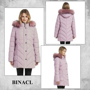 BINACL Women's Winter Warm Thicken Long Outwear Pockets Coat Parka Jacket XS-XXL
